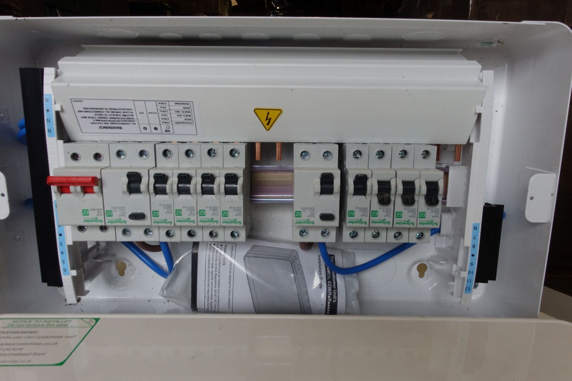 4 x SCHNEIDER EZ9ER6RMRE 6 + 6 Way Split Load Populated Metal Consumer Units C/W 1 x 100A Switch + 2