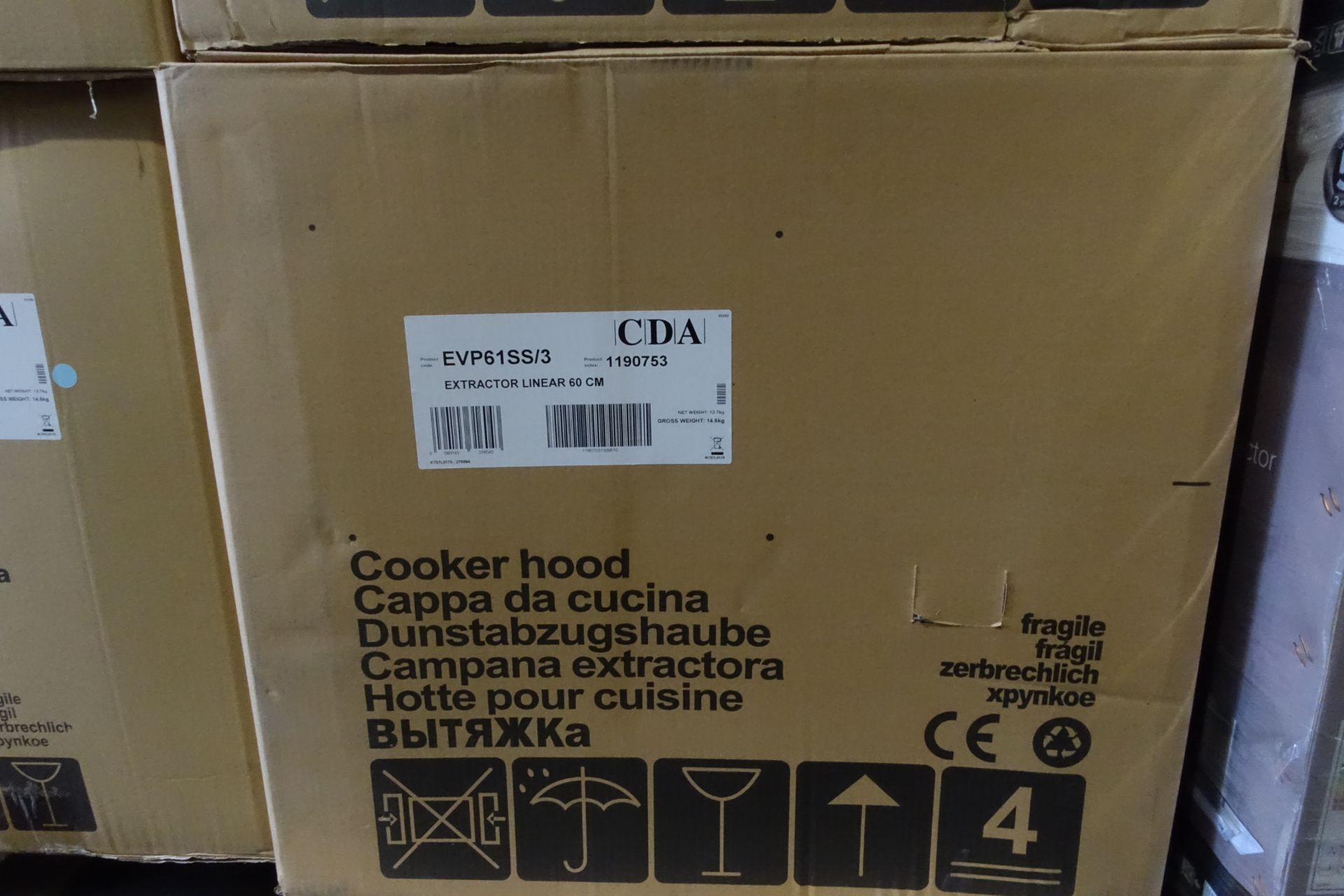 1 x CDA EVP61SS Stainless Steel Cooker Hood 600mm