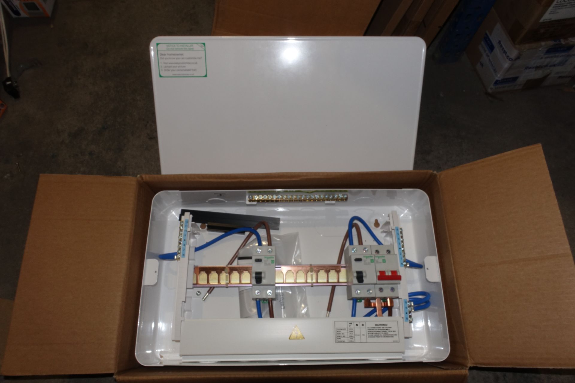 4 x SCHENEIDER EZ9ER6R6MCU 6 + 6 Way Split Load Metal Consumer Units C/W 100A Switch + 2 x 63A RCD'