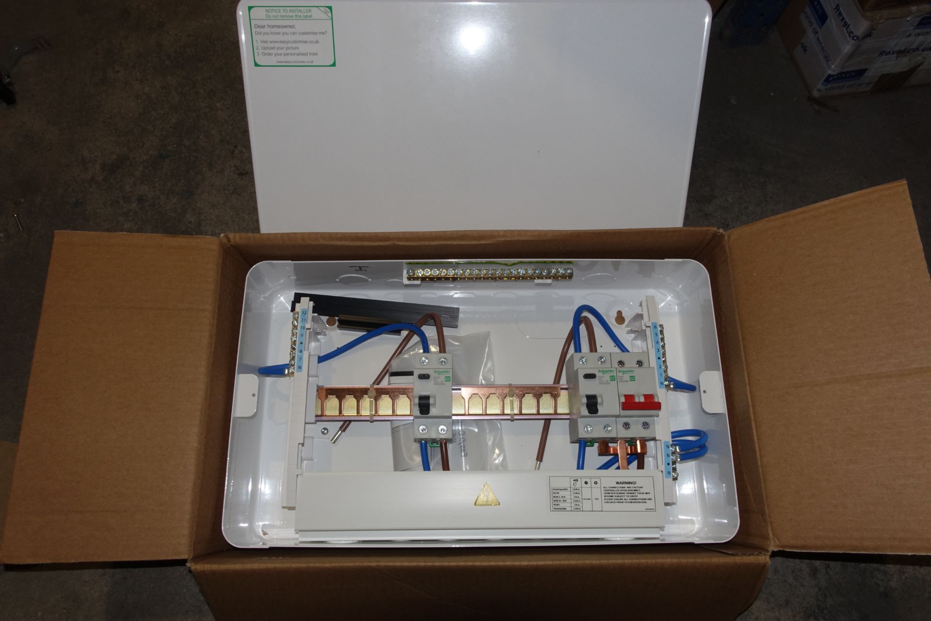 4 x SCHENEIDER EZ9ER6R6MCU 6 + 6 Way Split Load Metal Consumer Units C/W 100A Switch + 2 x 63A RCD'