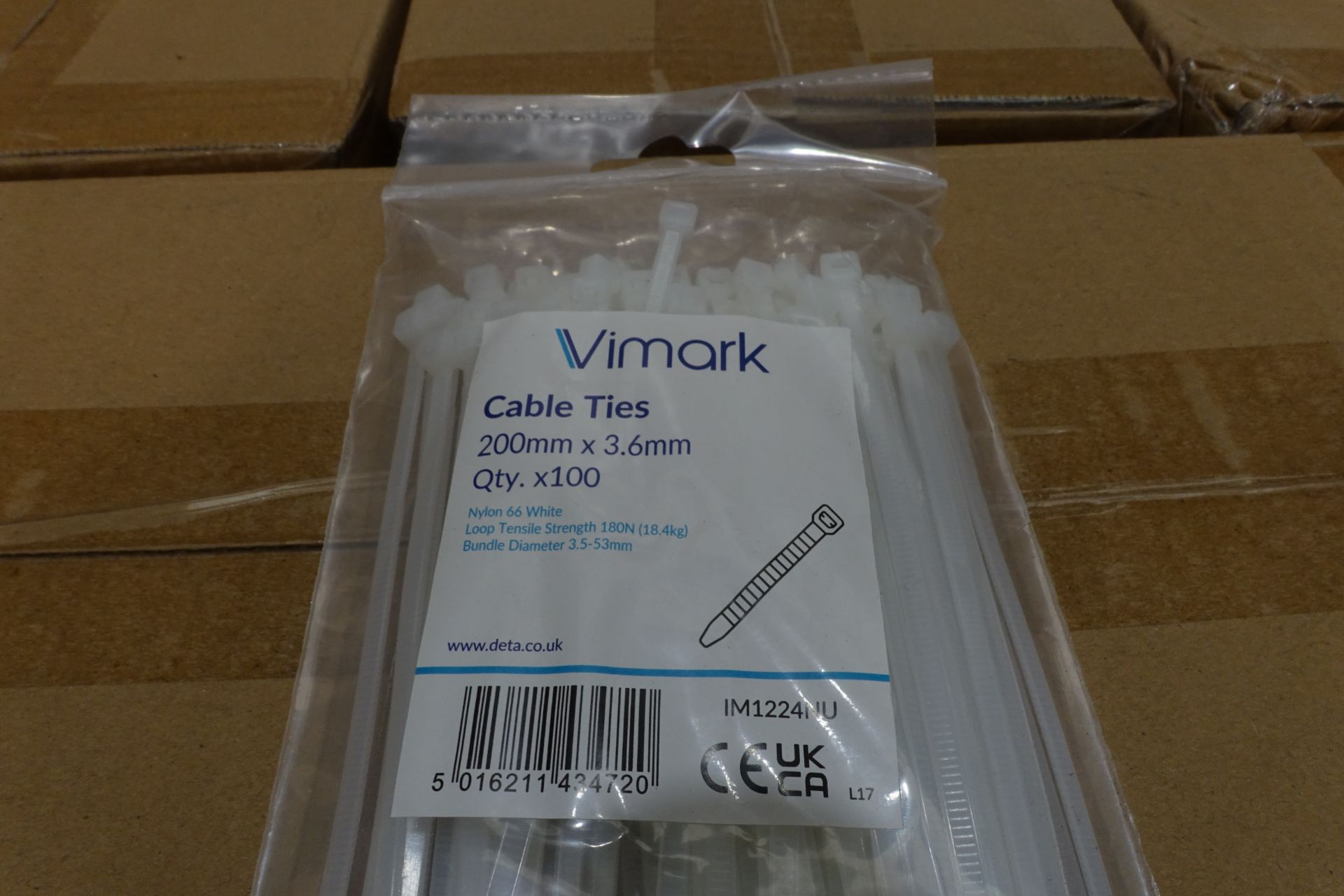 150 x Packs of Vimark IM1224NU Cable Ties 200mm x 3.6mm 100 Per Pack Neutral