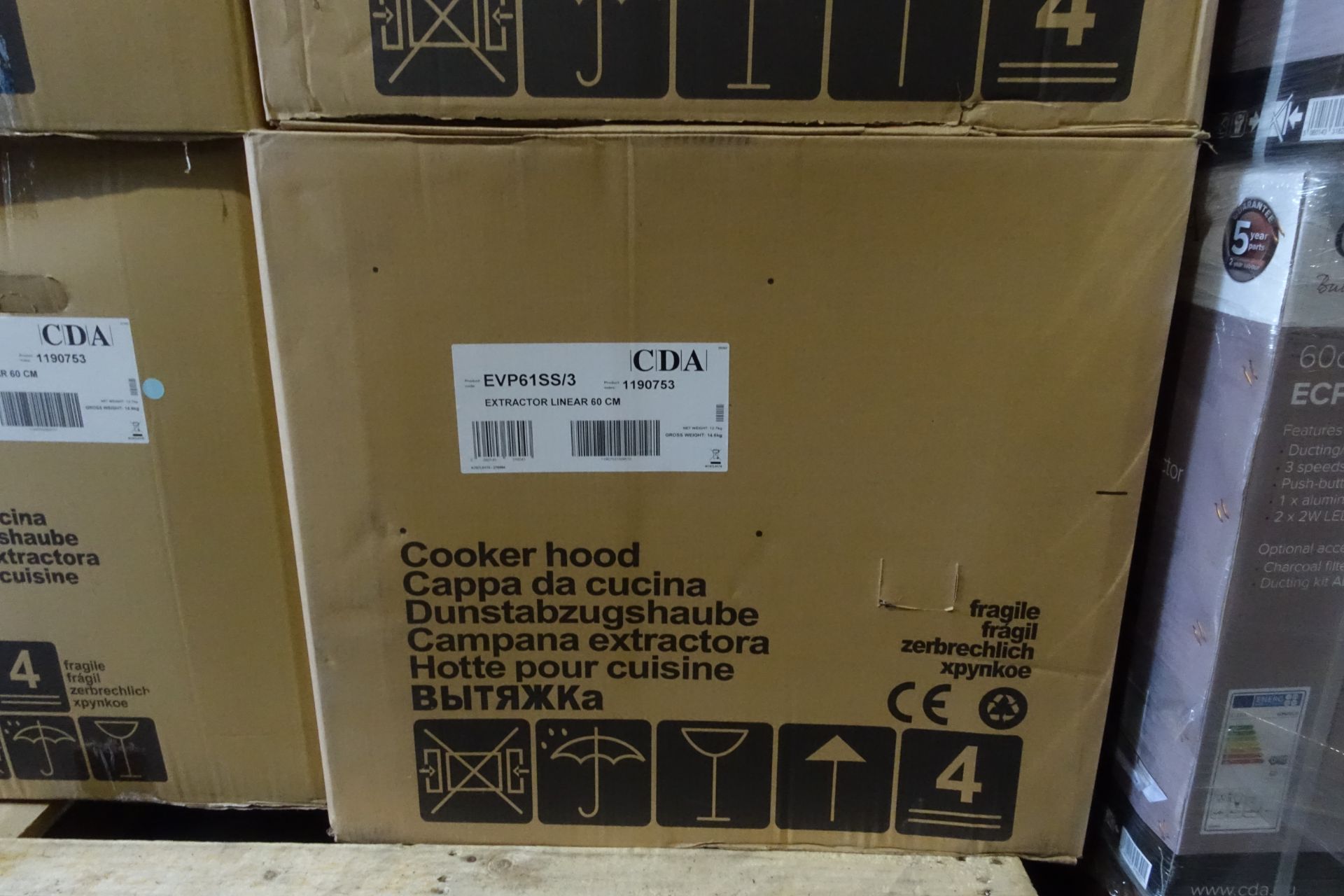 1 x CDA EVP61SS Stainless Steel Cooker Hood 600mm