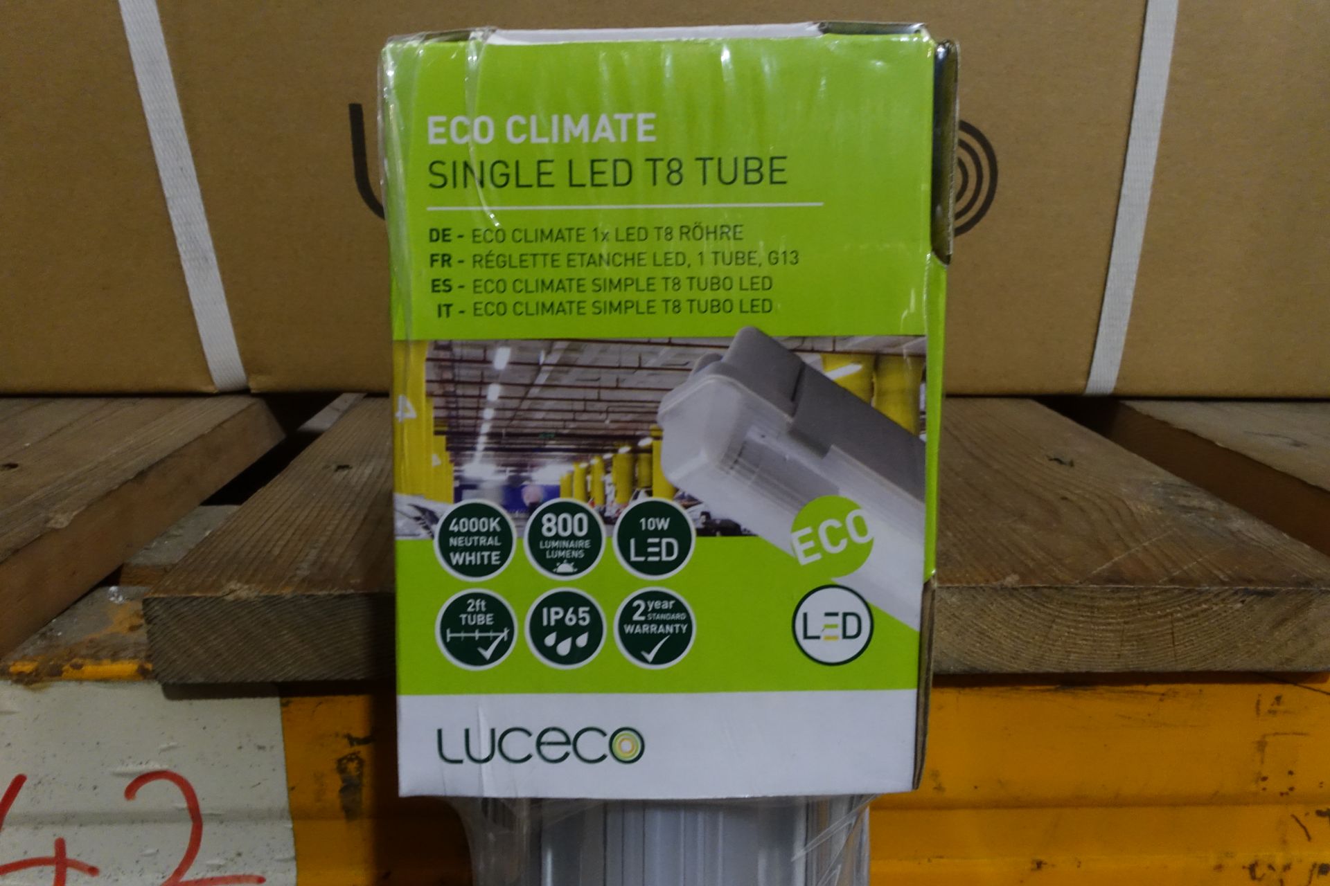 24 x LUCECO ECLT6W10540 10W LED 2ft Single Battens with T8 LED Tube IP65 4000K 800 Lumens