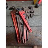 Lot of Assorted Adjustable Pipe Wrenches