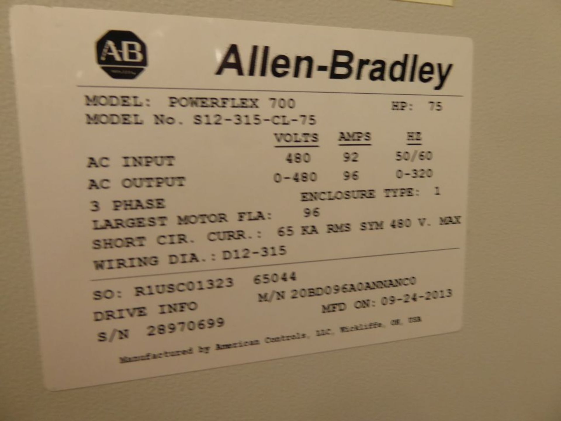 Allen Bradley Powerflex 700 Drive Panel - Image 9 of 17