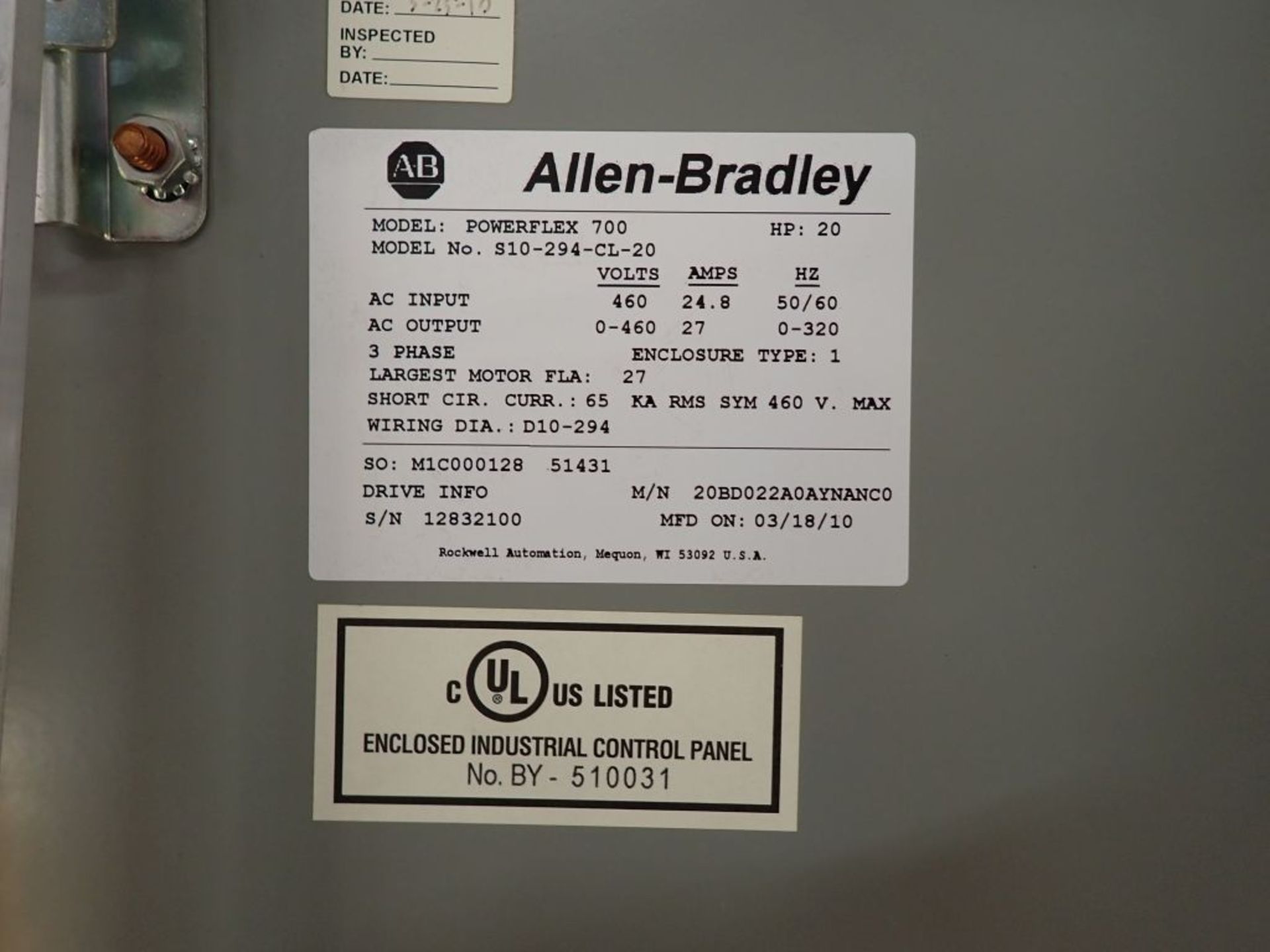 Allen-Bradley Powerflex 700 Drive Panel - Image 7 of 13