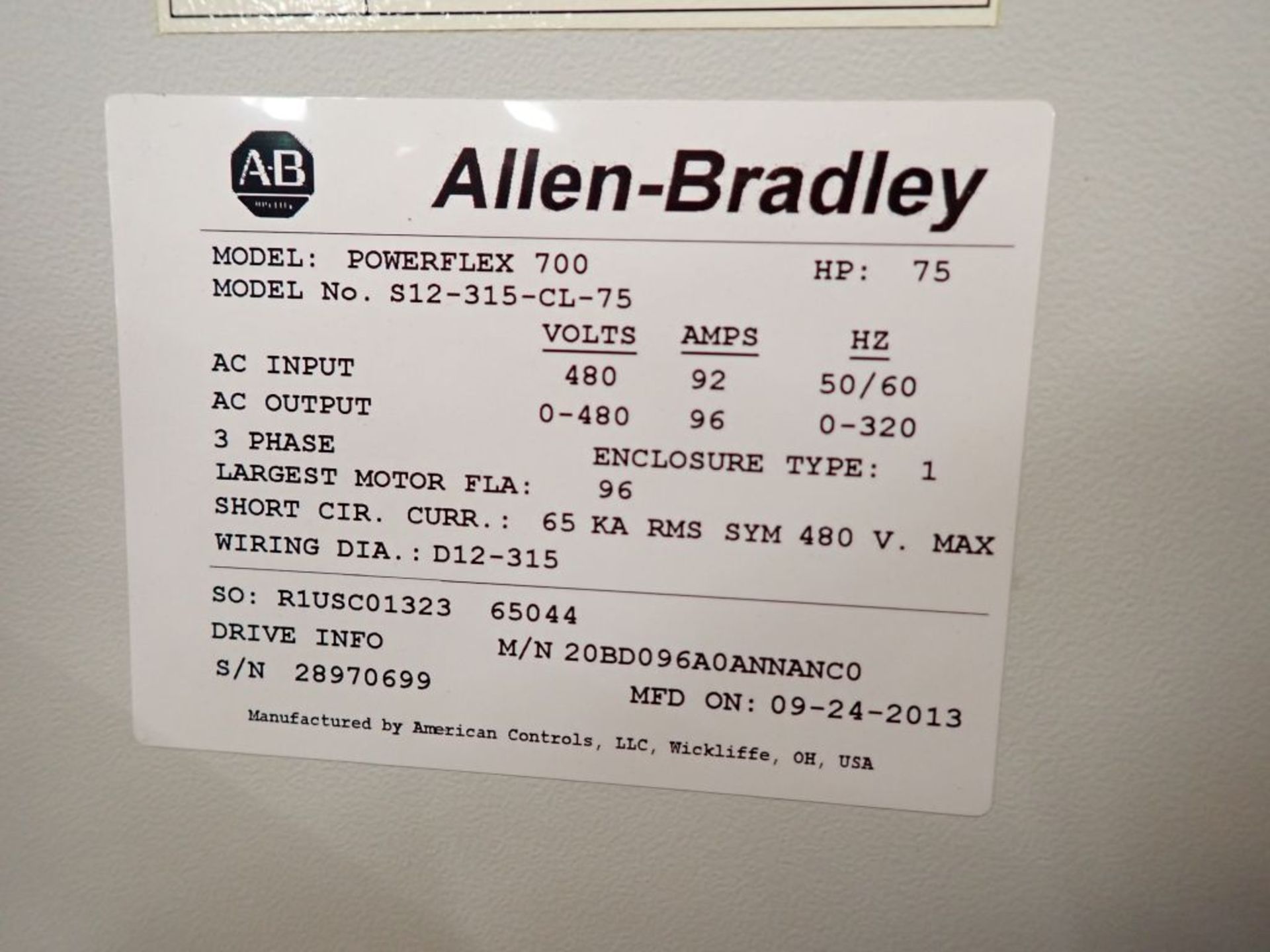 Allen Bradley Powerflex 700 Drive Panel - Image 12 of 17