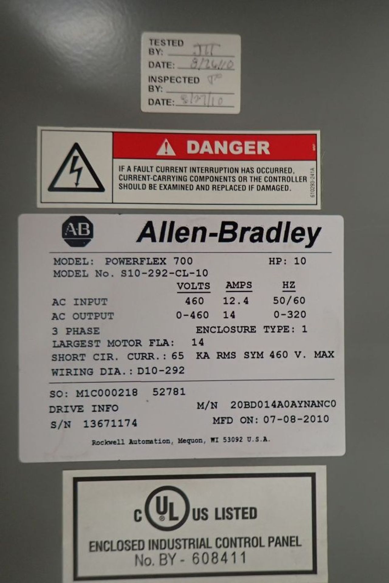 Allen-Bradley Power Flex 700 Drive Panel - Image 10 of 16