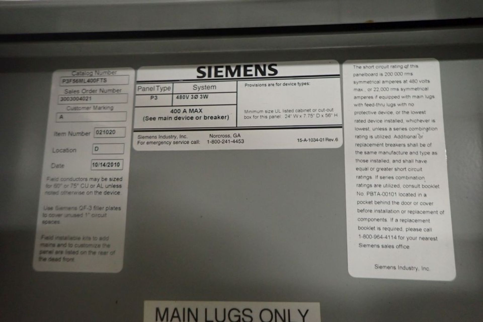 Siemens 480V Panel - Image 14 of 14