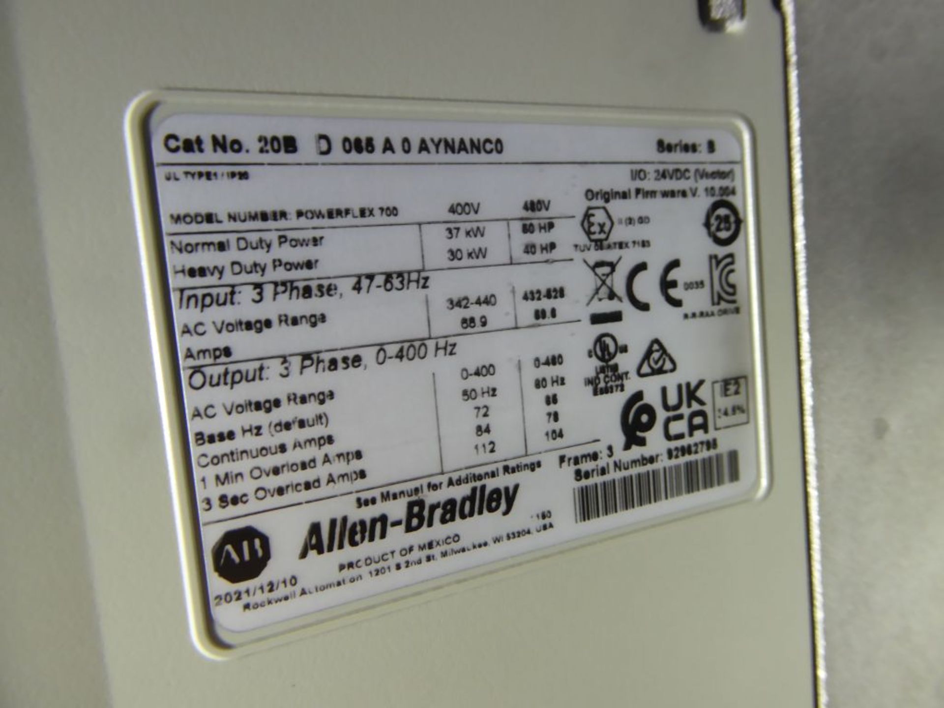 Allen Bradley Powerflex 700 Drive Panel - Image 5 of 24