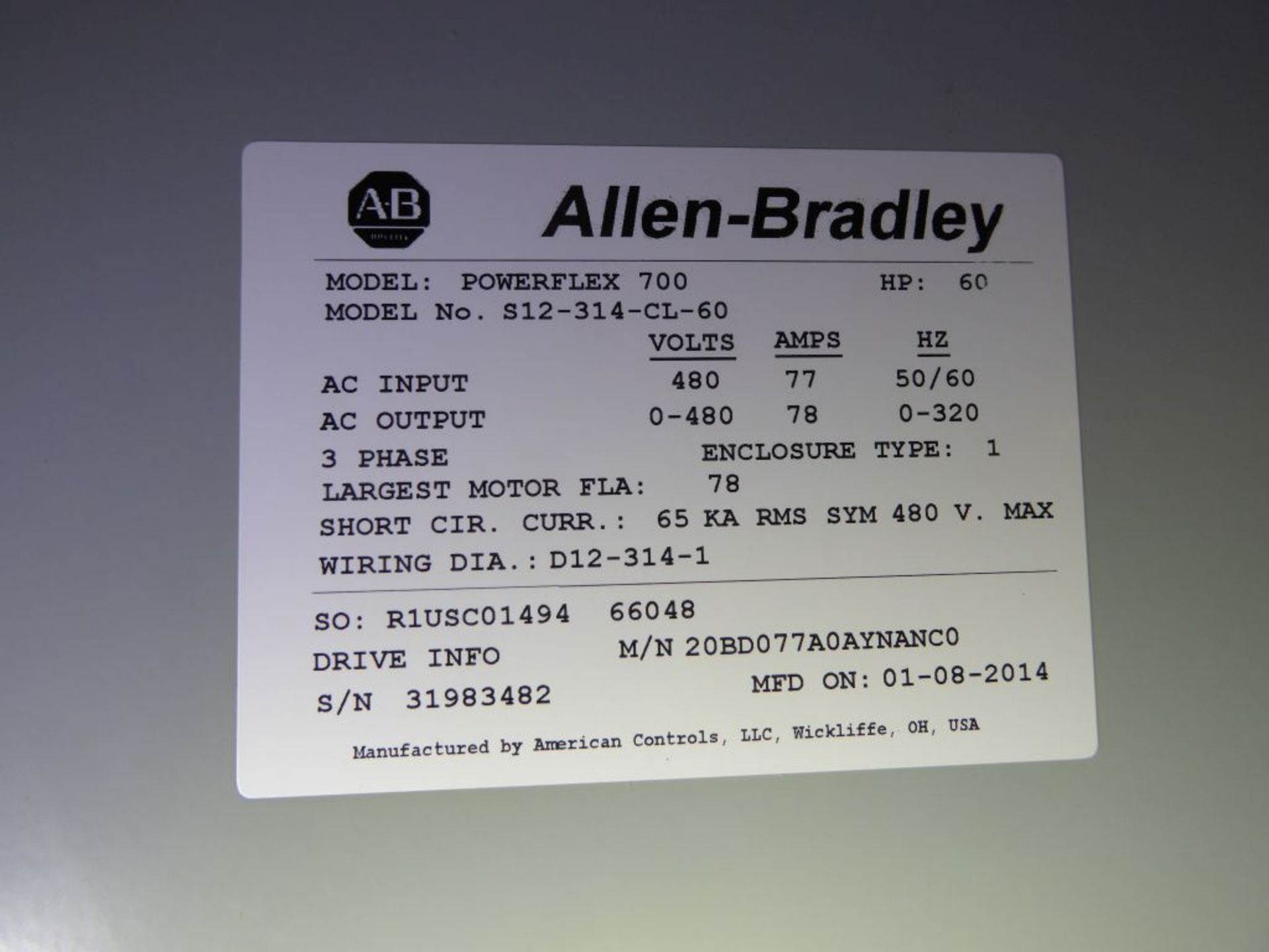 Allen Bradley Powerflex 700 Drive Panel - Image 3 of 17