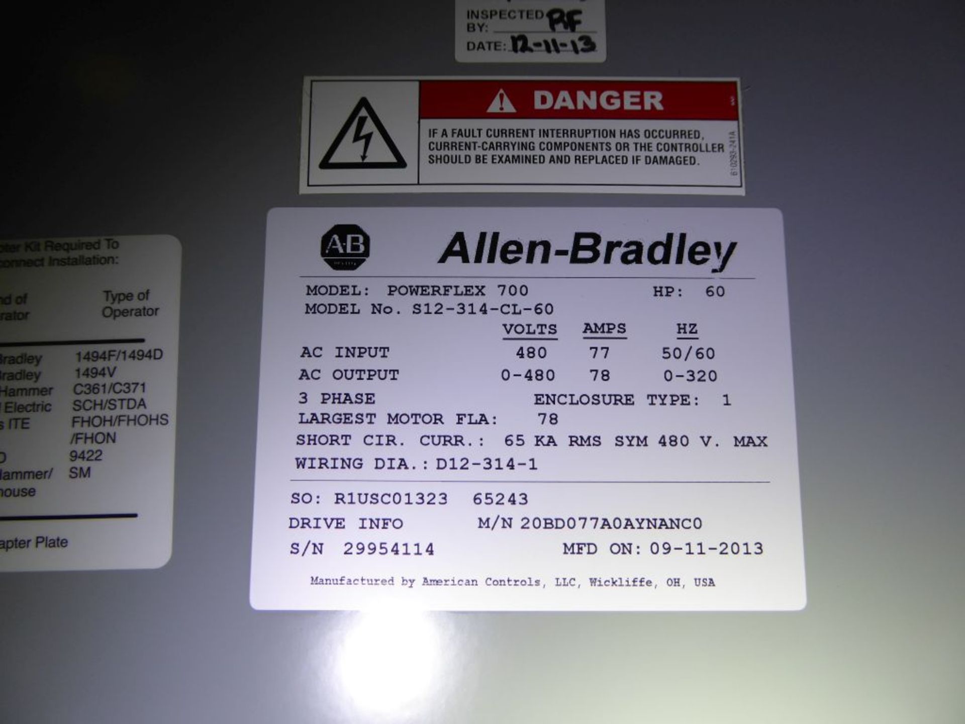 Allen Bradley Powerflex 700 Drive Panel - Image 3 of 14