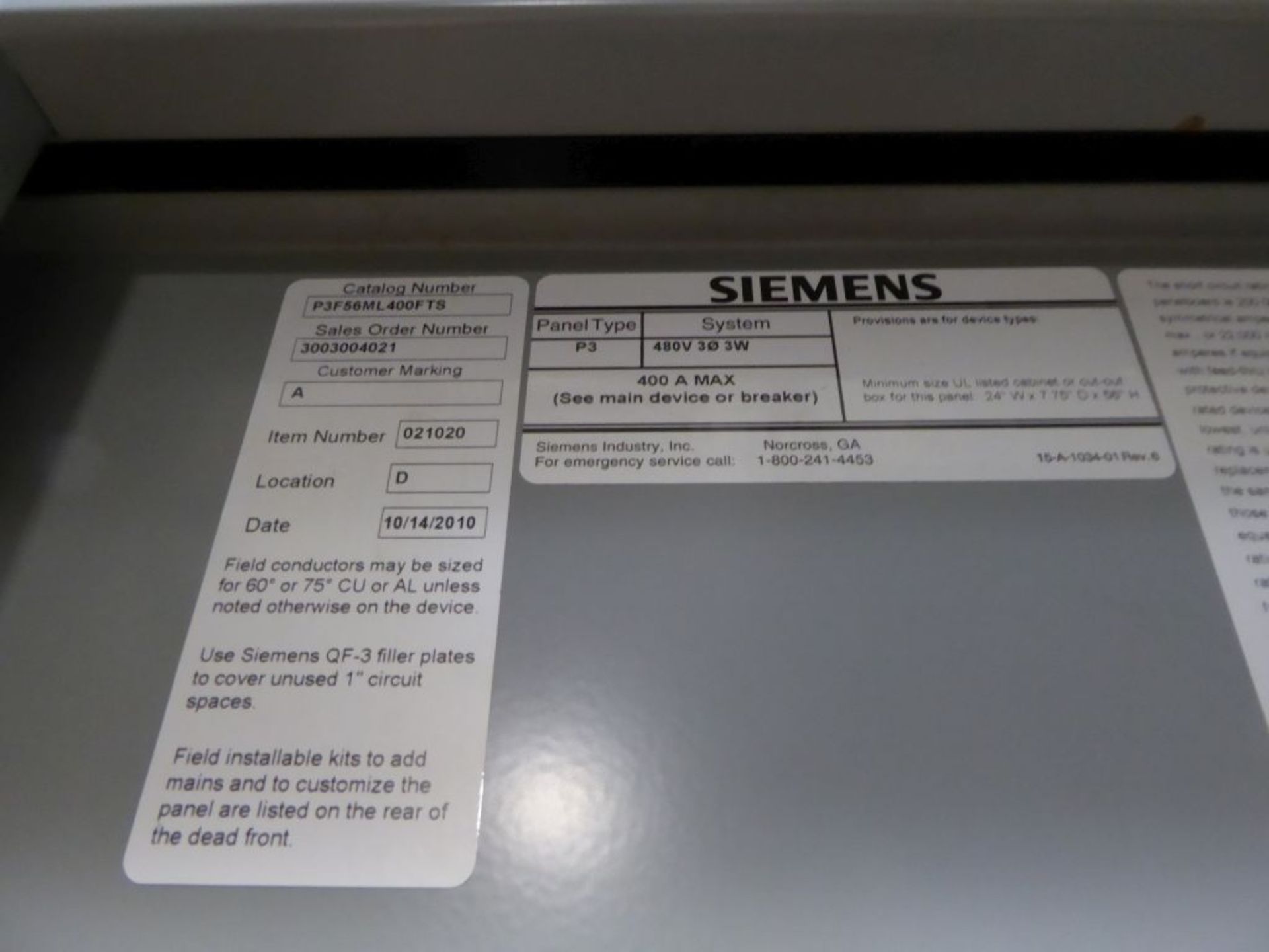 Siemens 480V Panel - Image 4 of 14