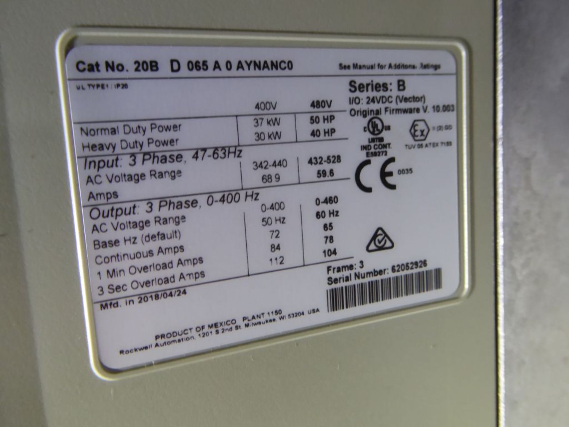 Allen Bradley Powerflex 700 Drive Panel - Image 5 of 29