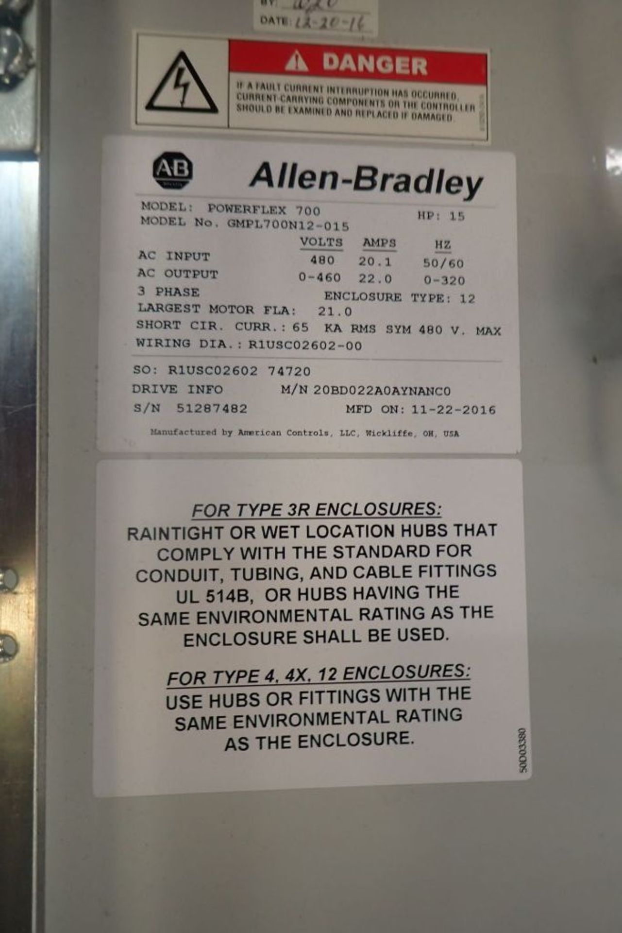 Allen-Bradley Power Flex 700 Drive Panel - Image 11 of 15