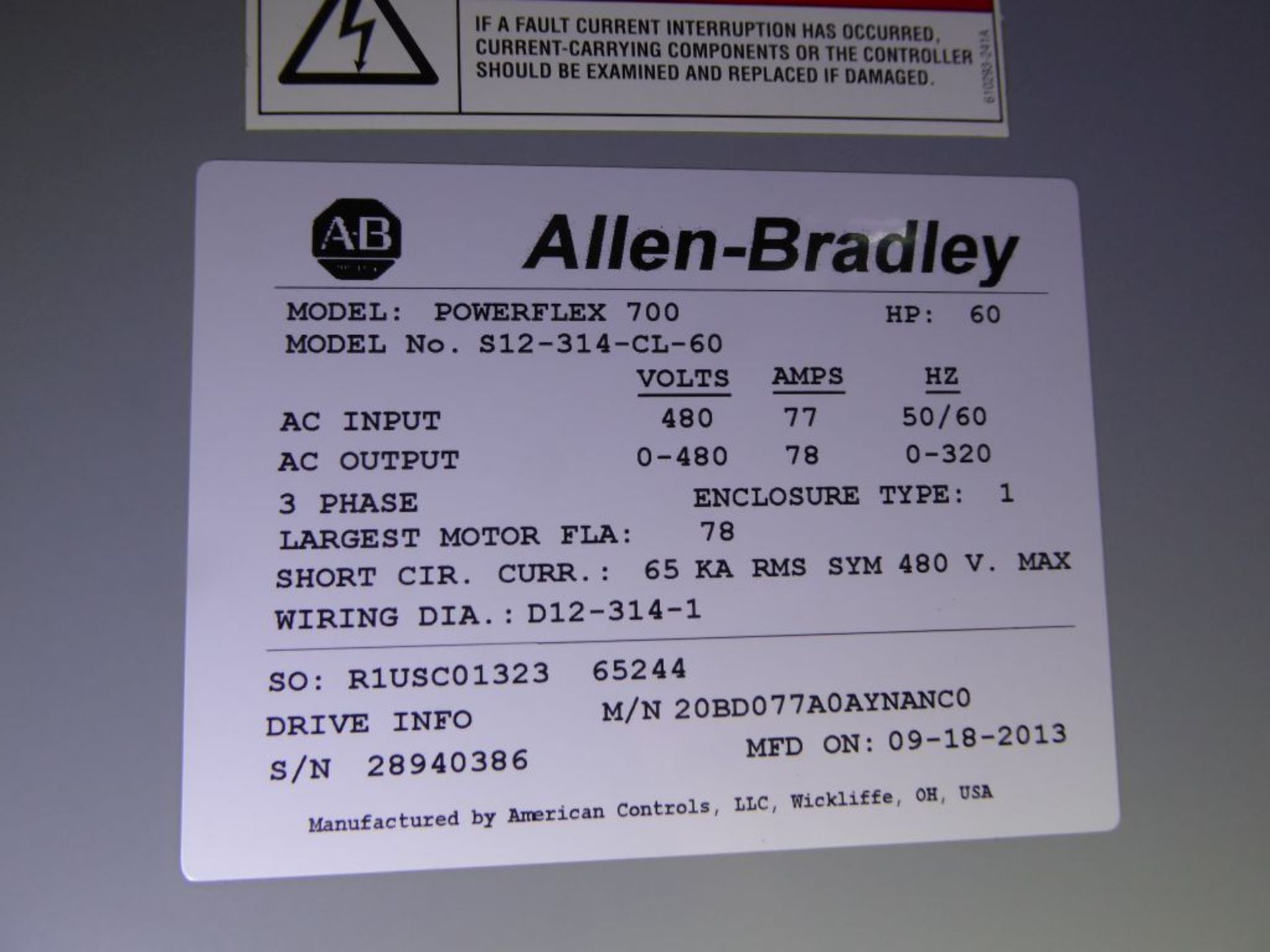 Allen Bradley Powerflex 700 Drive Panel - Image 3 of 18
