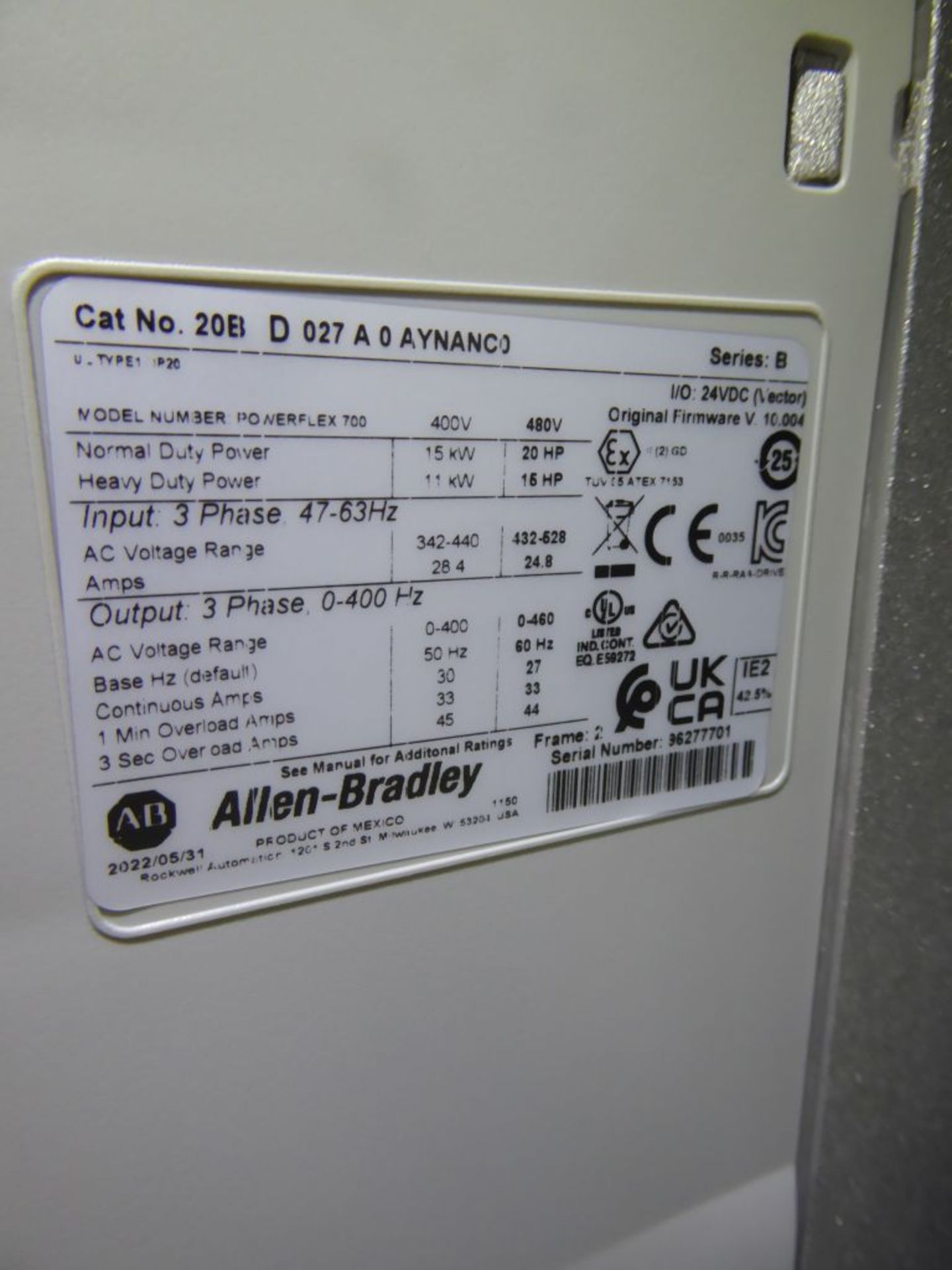Control Panel with (2) Allen Bradley Powerflex 700 Drives - Bild 12 aus 25