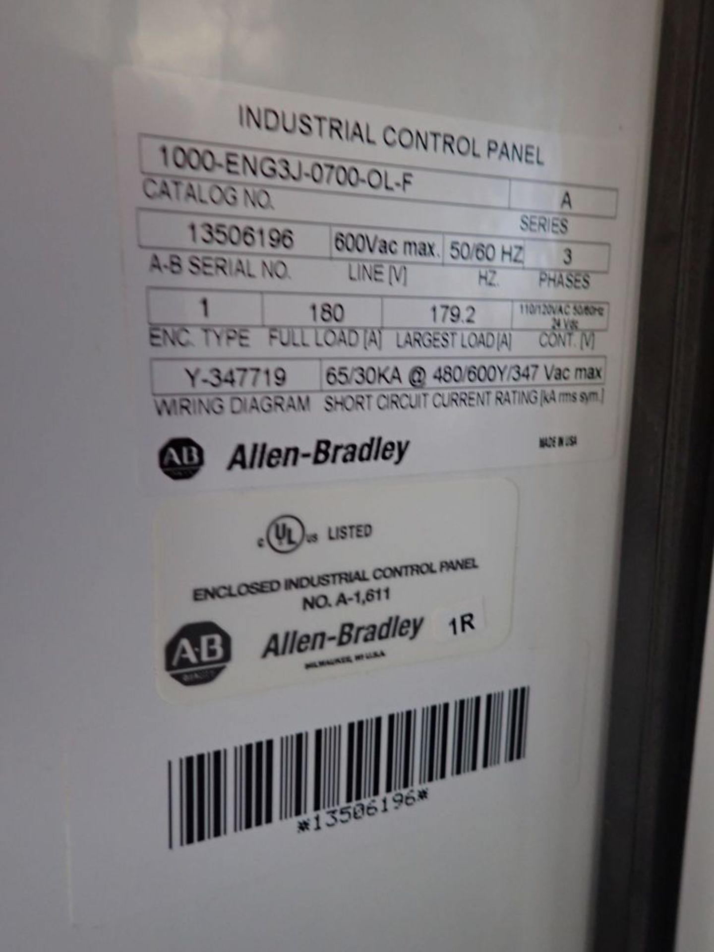 Allen Bradley Motor Starter Panel - Image 12 of 16