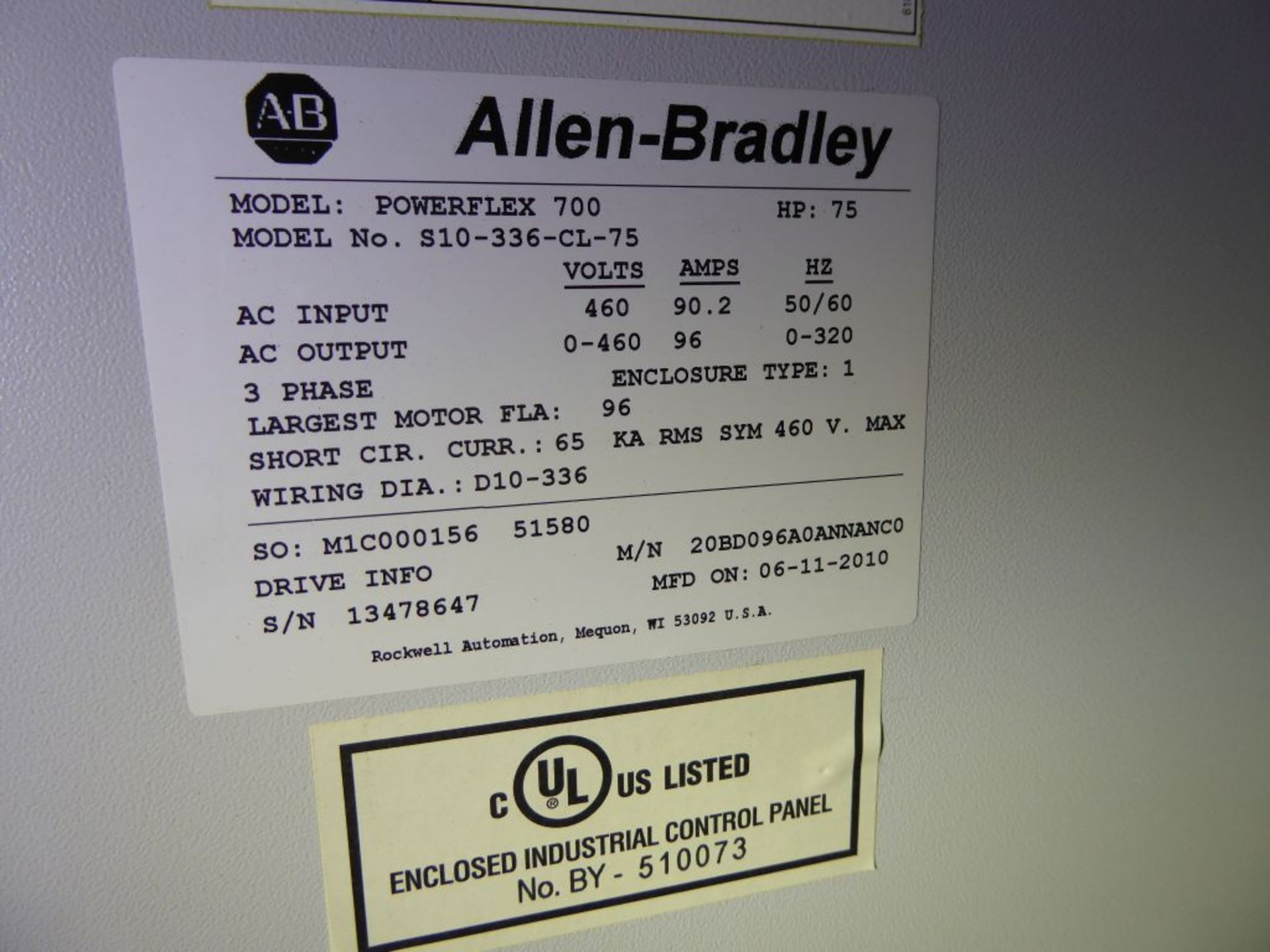 Allen Bradley Powerflex 700 Drive Panel - Image 3 of 7