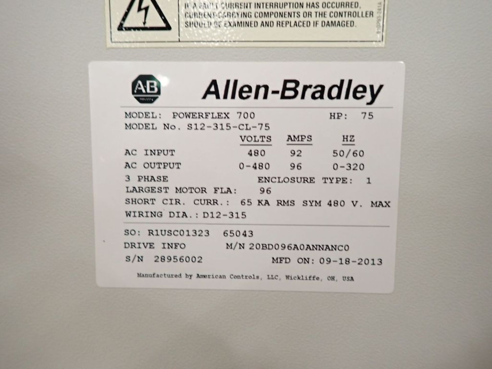 Allen Bradley Powerflex 700 Drive Panel - Image 12 of 16