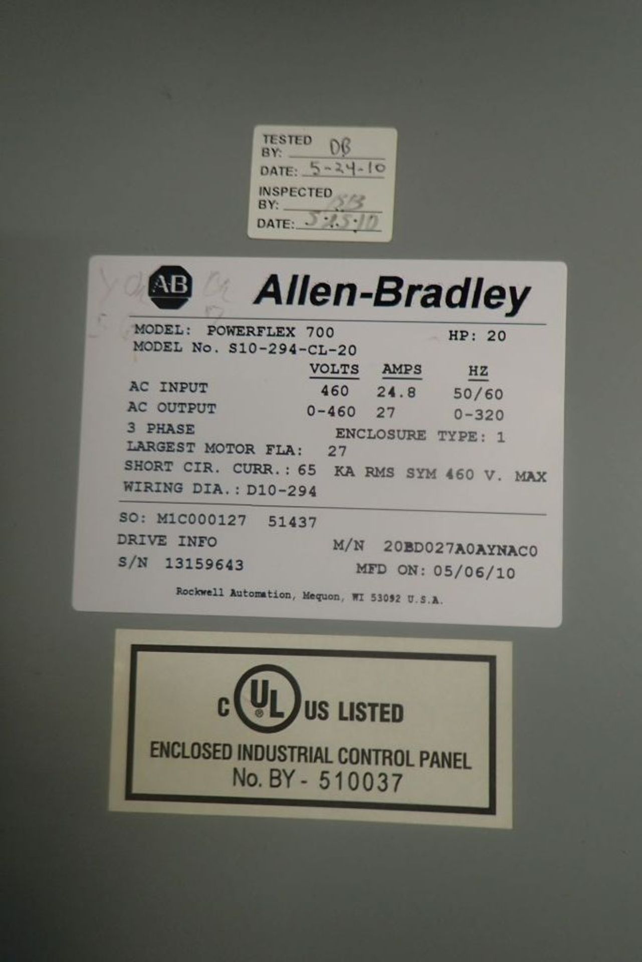 Allen-Bradley Powerflex 700 Drive Panel - Image 10 of 15