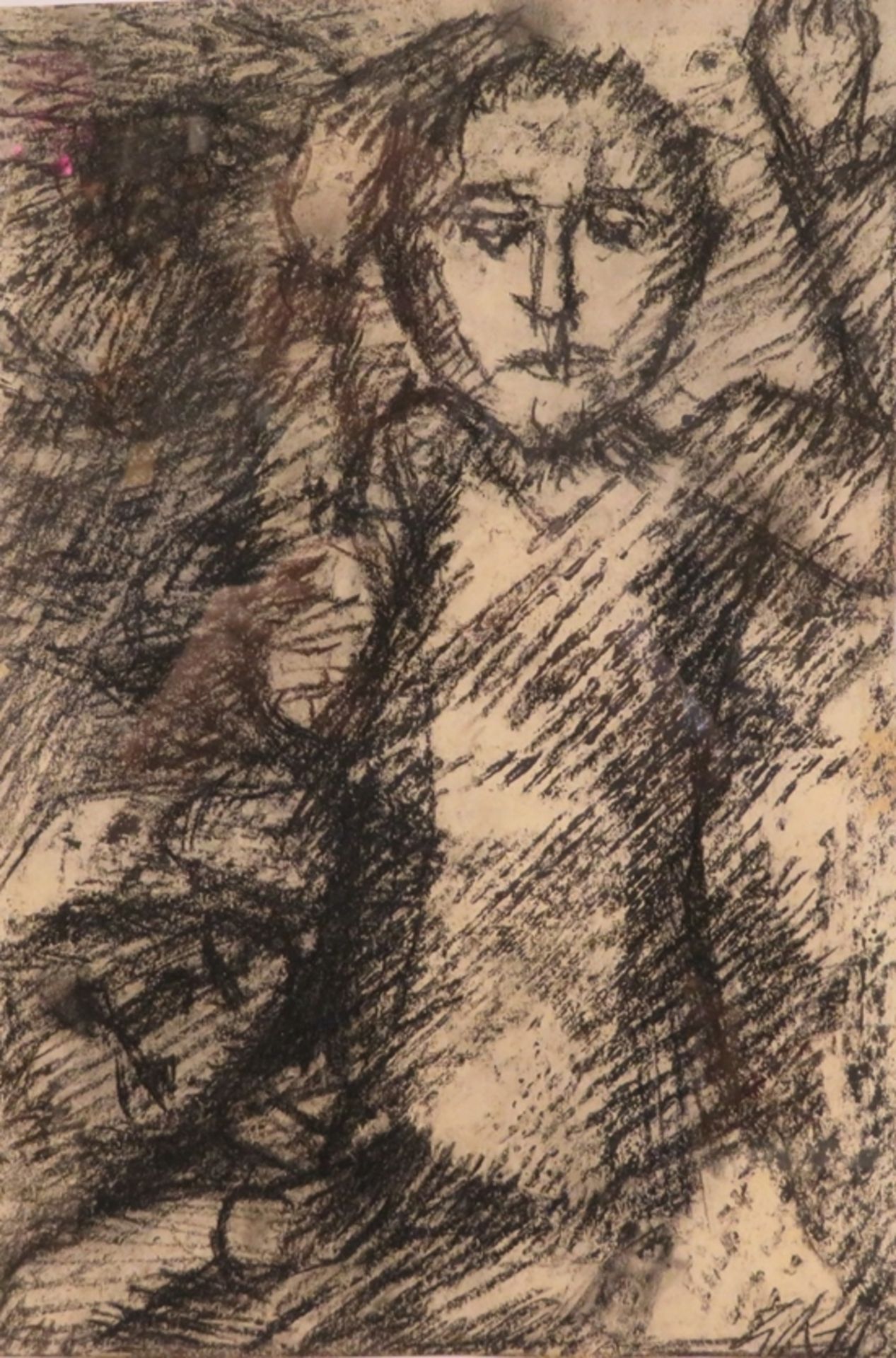 Monogrammist, WK15, "Sitzender", re.u.monogr., Kohlezeichnung, 38 x 26 cm, R. [60,5 x 43 cm]