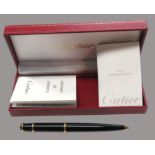 Diabolo de Cartier Pen/Kugelschreiber, Cartier, schwarzer Lack mit goldfarbenen Akzenten, Resin-Cab