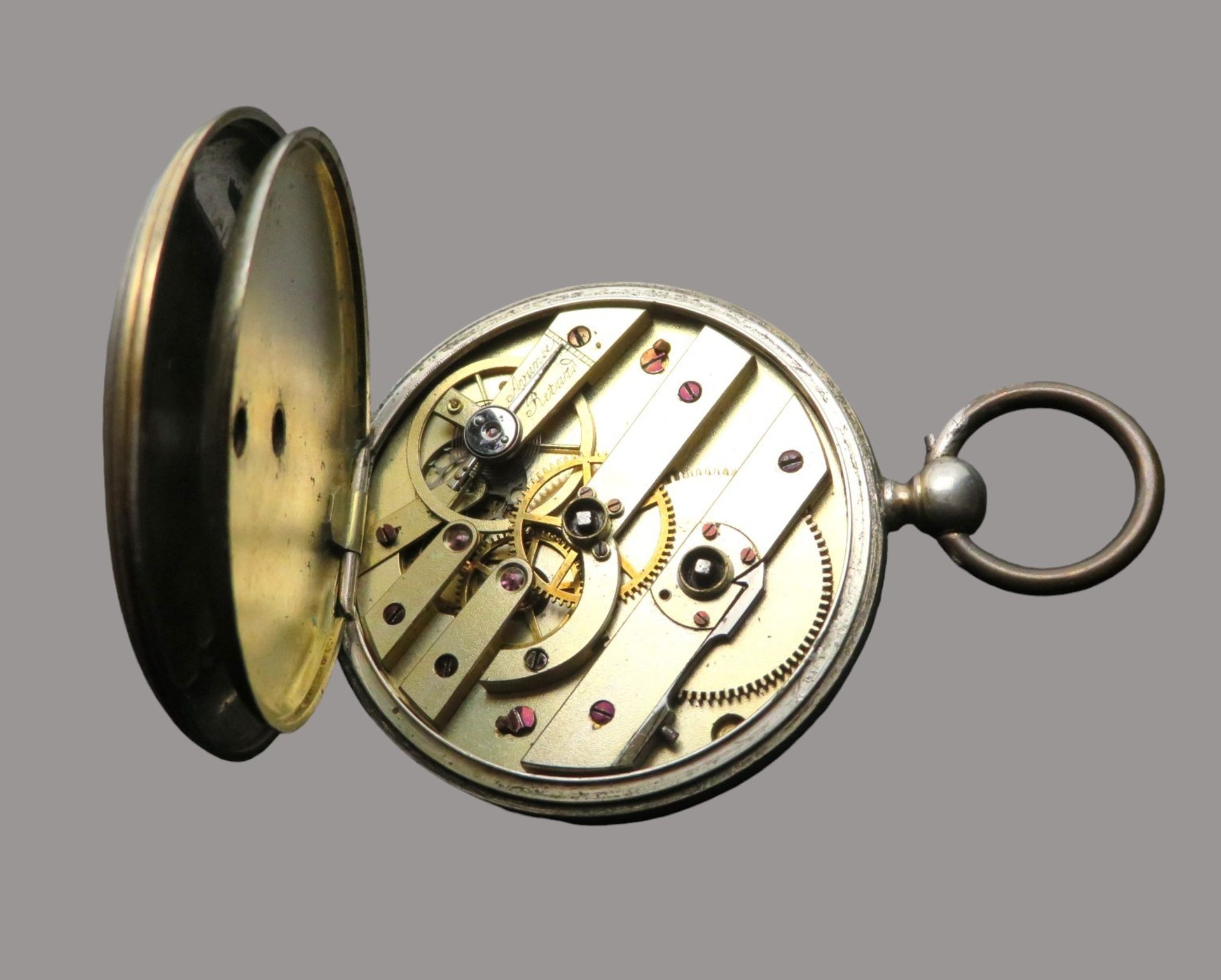Schlüsseltaschenuhr, 19. Jahrhundert, Gehäuse Silber 925/000, punziert, Werk läuft an, Ganggenauigk - Image 2 of 3