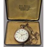 Taschenuhr an Uhrenkette, Ch. F. Tissot & Fils Locle, Gehäuse und Innendeckel Silber 800/000, punzi