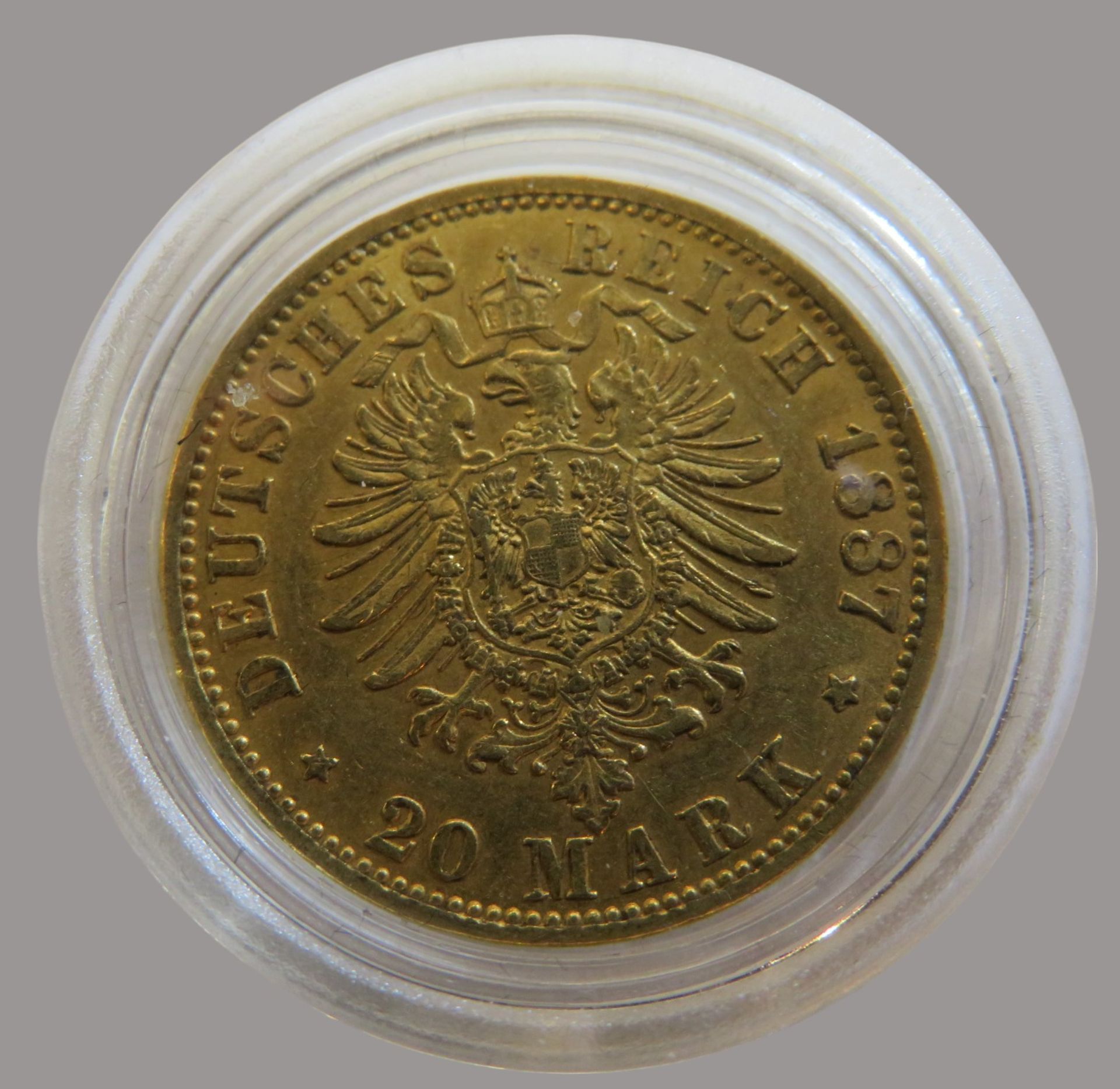 Goldmünze, 20 Mark, Wilhelm I. König von Preussen, 1887A, Gold 900/000, 7,96 g, J 246, Erhaltungszu - Image 2 of 2