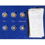 3 Silber- und 3 Goldmünzen in Holzkassette, je 1/25 OZ, "Die Großen Päpste“, Northern Marina Island