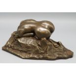 La Danaïd, nach Rodin, Bronze patiniert, bez., Museumkopie, 10 x 19 x 12 cm.