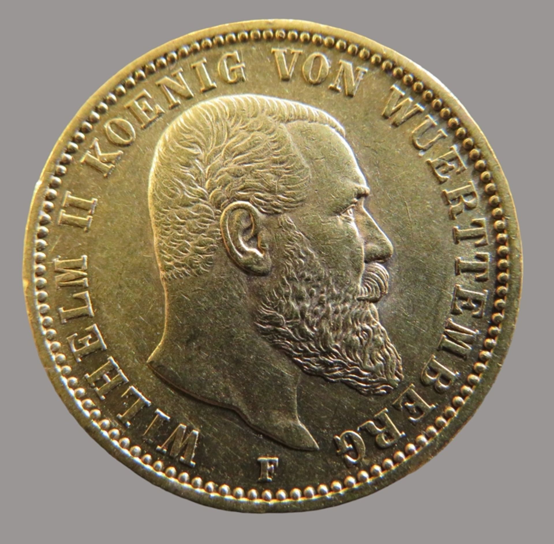 Goldmünze, 20 Mark, König Wilhelm II. von Württemberg, 1894F, Gold 900/000, 7,96 g, J 296, Erhaltun