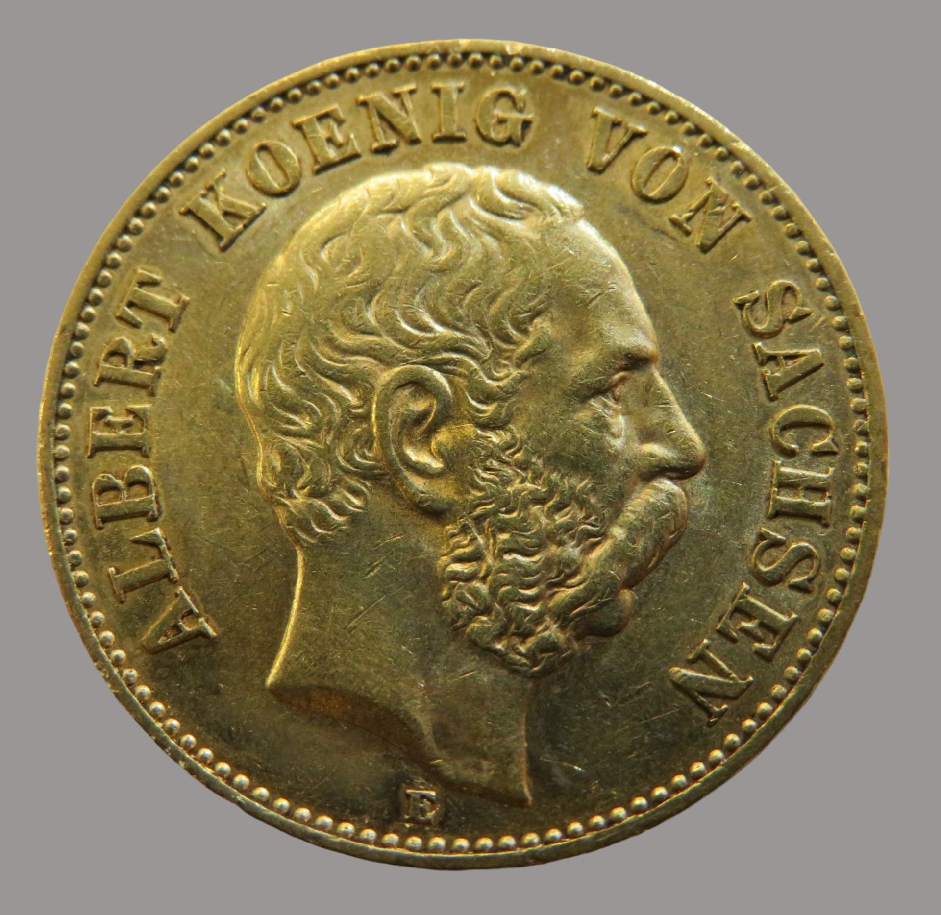 Goldmünze, 20 Mark, Albert von Sachsen, 1895E, Gold 900/000, 7,96 g, J 264, Erhaltungszustand SS, d