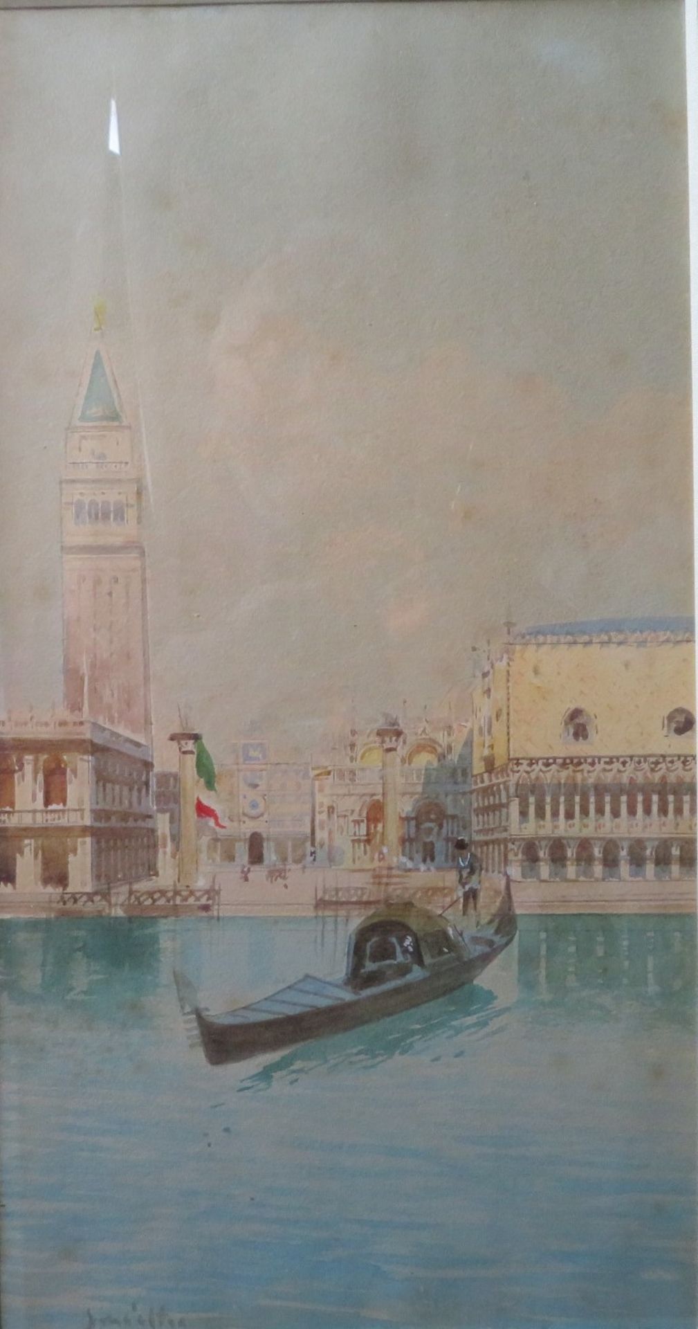 Unleserlich signiert, Italien, 19. Jahrhundert, "Venezianische Ansicht auf den Markusplatz", li.u.u
