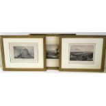 3 Biedermeier Stahlstiche, um 1840, "Mont St. Michel", "Cherbourg" und "Honolulu", 11 x 16 cm, R. [