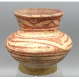 Bauchiges Gefäß, Thailand, Ban Chiang, antik, Keramik mit eisenroter Bemalung, im Brand orange-rot 