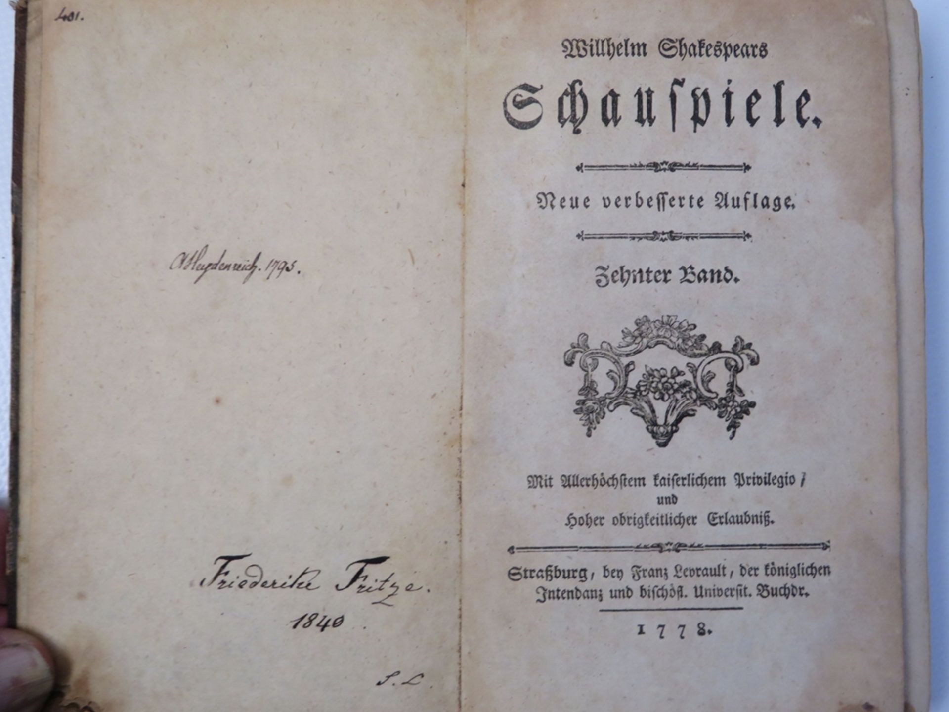 21 Bd., Wilhelm Shakespears Schriften und Schauspiele. Neue verbesserte Auflage. Mannheim 1778/79/8 - Bild 2 aus 2