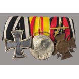 Ordensspange, 1. Weltkrieg, Eisernes Kreuz, 2 Klasse, 1914, Silberne Verdienstmedaille, Friedrich I
