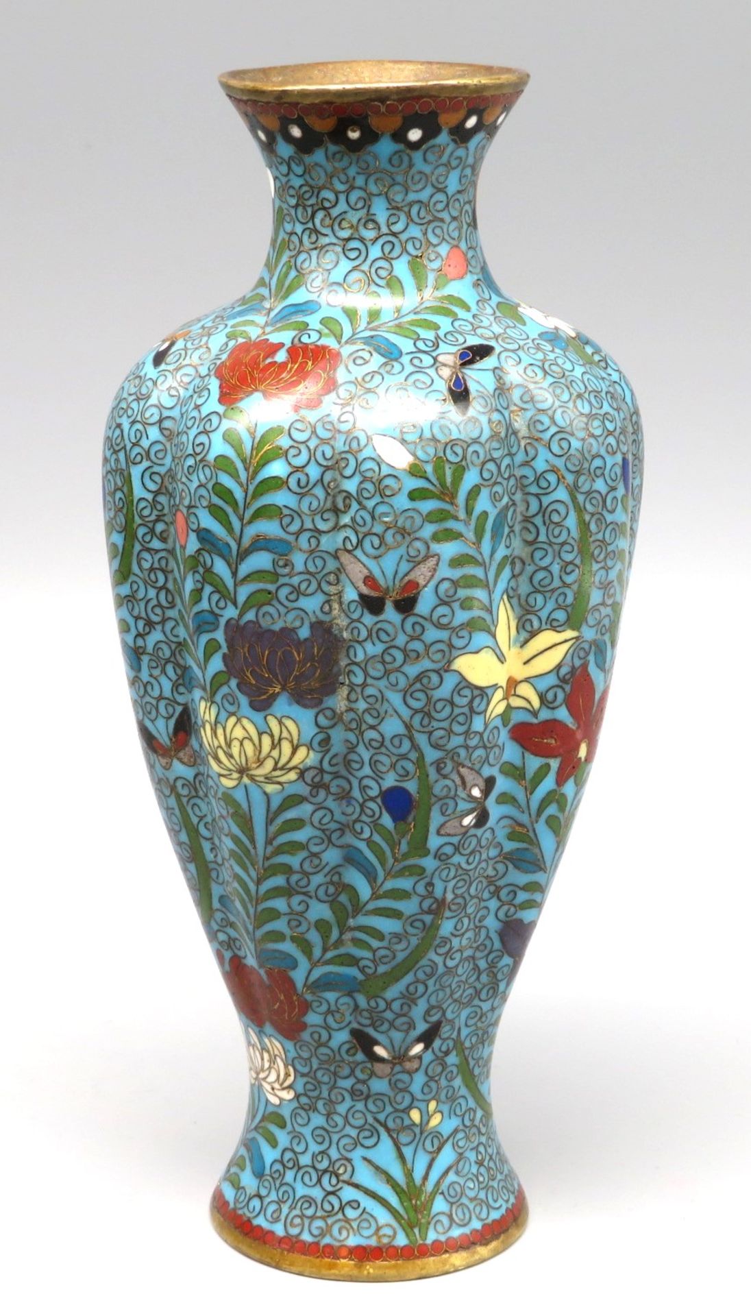 Cloisonné Vase, Japan, Meiji Periode, 1868 - 1912, um 1900, farbiger Zellenschmelz, tadelloser Zust