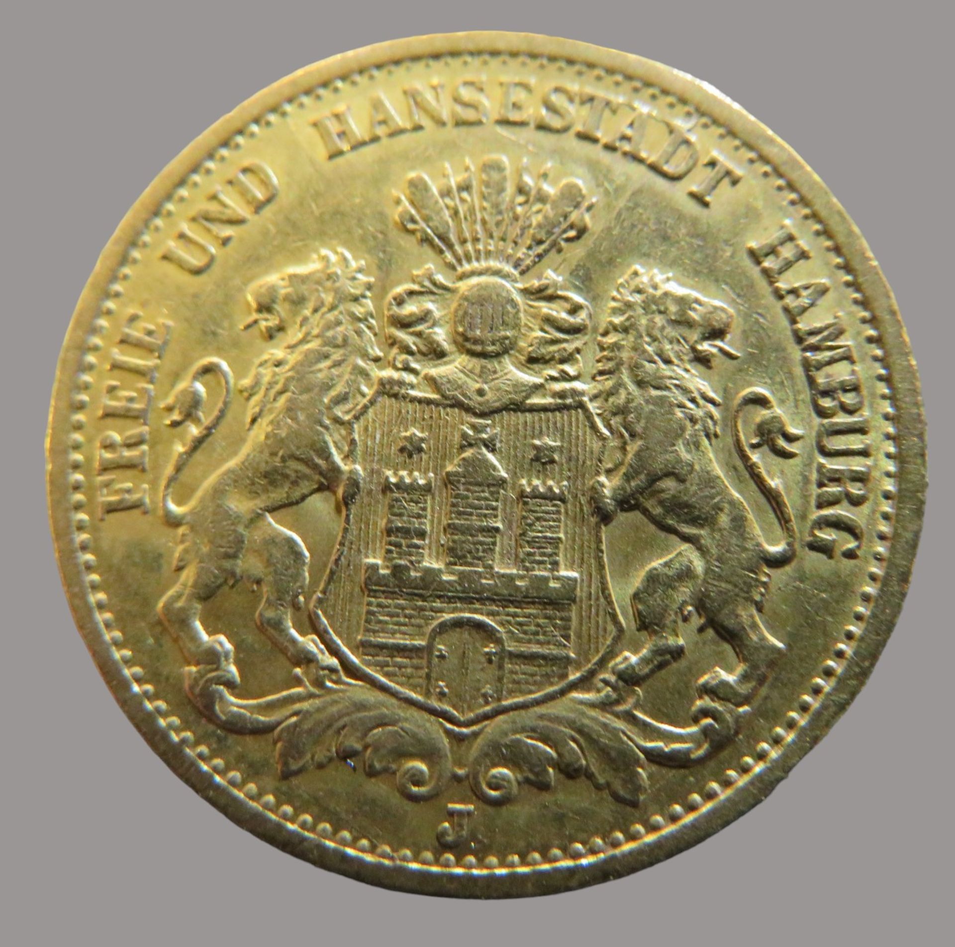 Goldmünze, 20 Mark, Hansestadt Hamburg, 1893J, Gold 900/000, 7,96 g, J 212, Erhaltungszustand SS, d