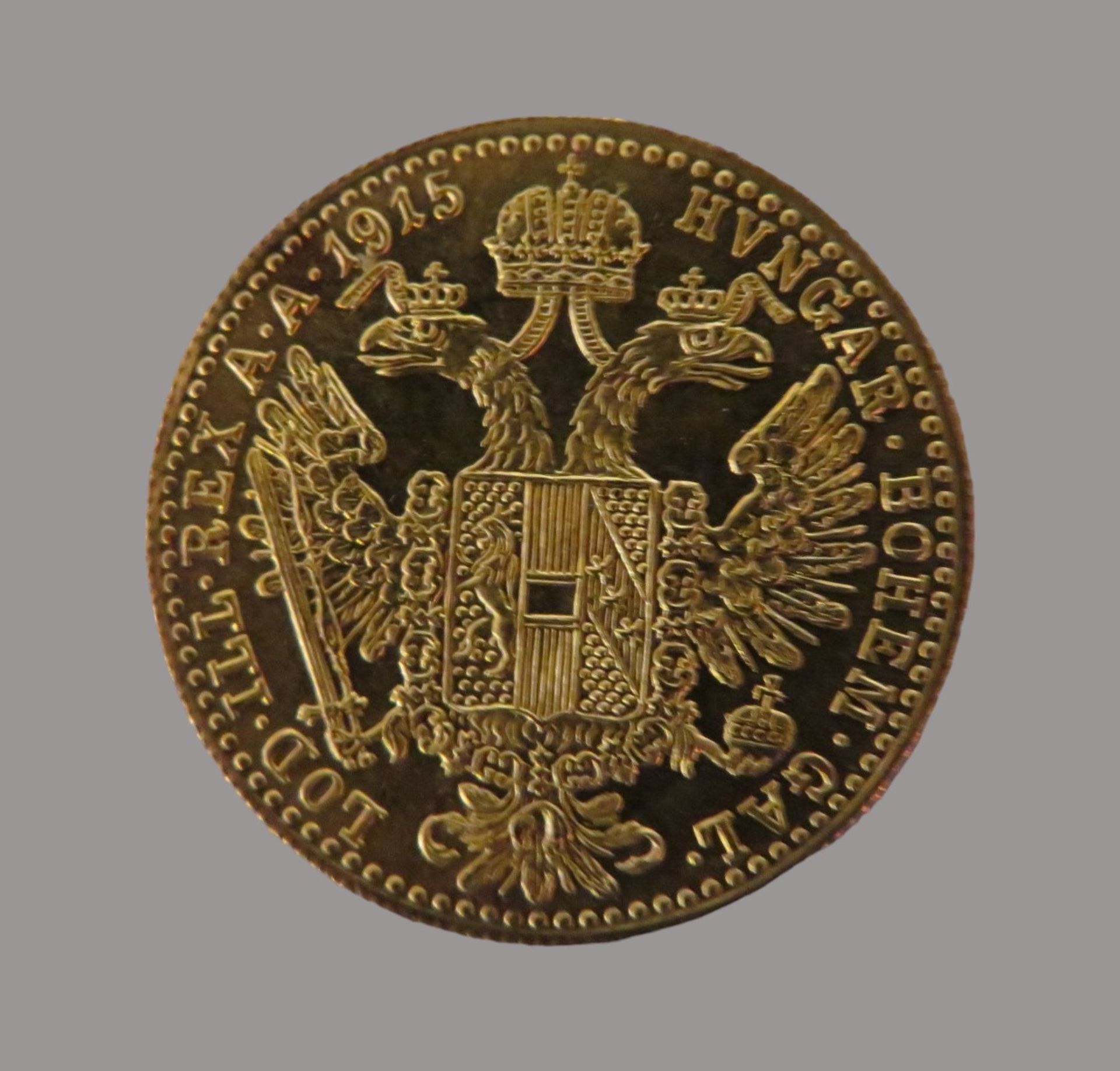 Goldmünze, Österreich, 1 Dukat, 1915, Gold 986/000, 3,48 g, d 2 cm. - Image 2 of 2