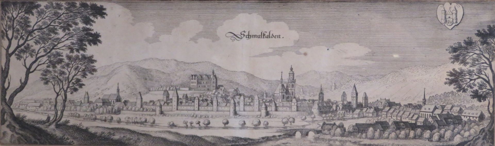 Kupferstich, 1. Hälfte 18. Jahrhundert, "Schmalkalden", 9,7 x 32,5 cm, R. [19,5 x 45 cm]