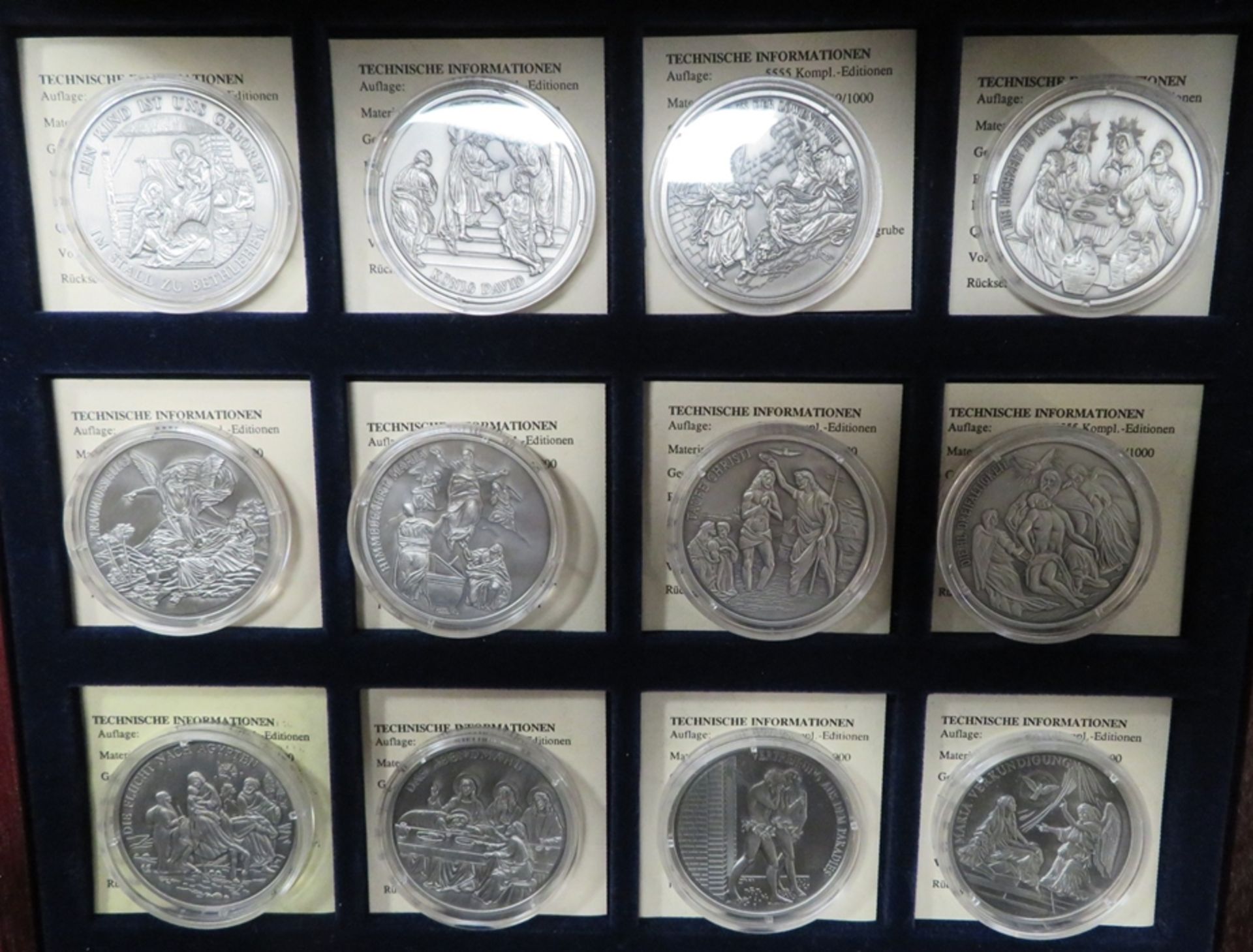 12 Silbermünzen, Geschichte des Christentums, 11 x je 20 g Feinsilber 999/000, diese zus. 220 g, 1