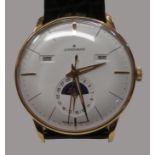 HAU, Mondphasen-Chronograph, Junghans Meister/Schramberg, mechanisches 3-Zeiger-Uhrwerk mit Datums-