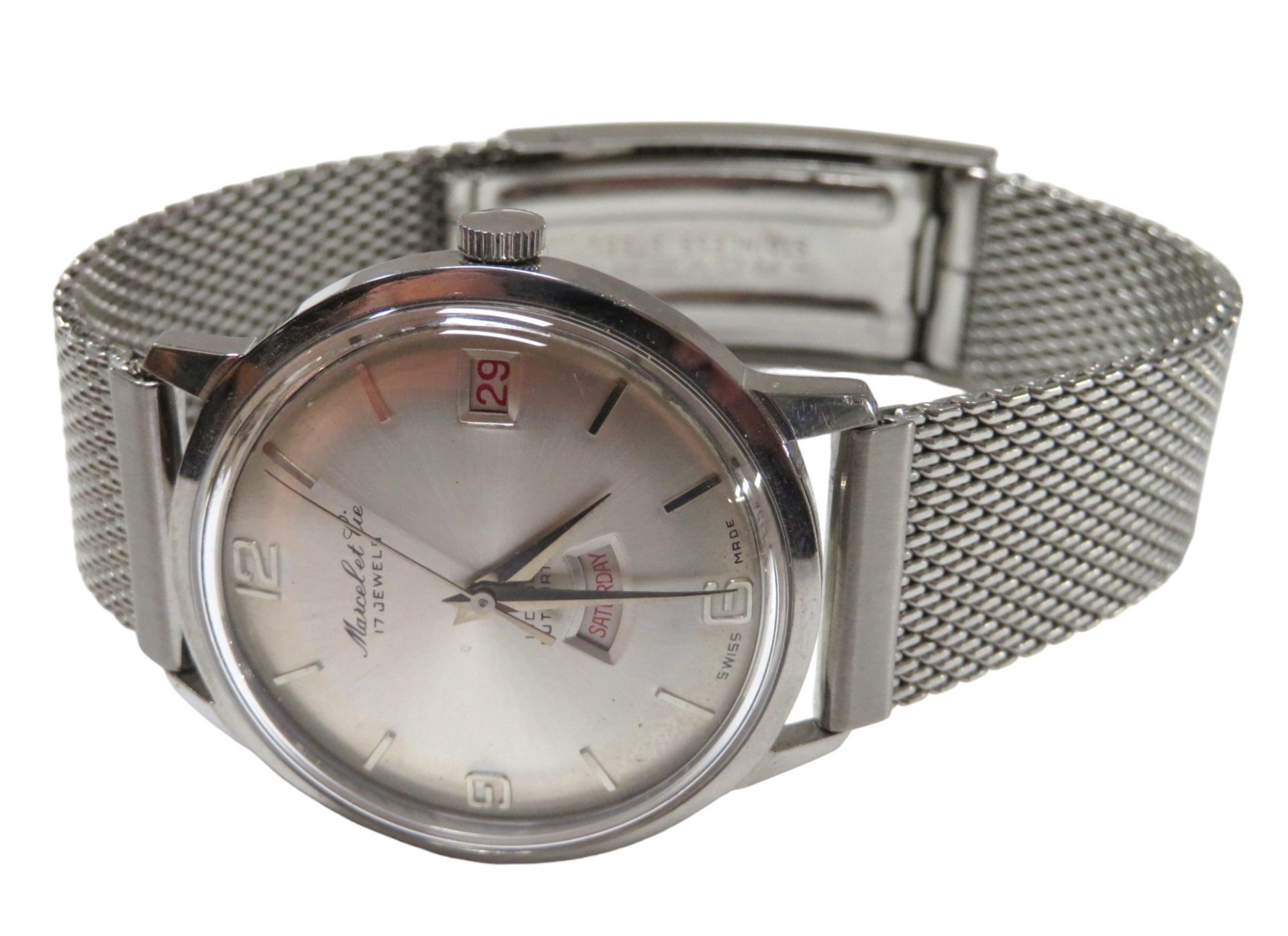 Vintage HAU, Schweiz, Marcel et Cie, 1950/60er Jahre, Day Date, Automatik, Armband von Longines, in - Image 2 of 3