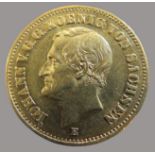 Goldmünze, 20 Mark, Johann König von Sachsen, 1873E, Gold 900/000, 7,96 g, J 259, Erhaltung SS, d 2
