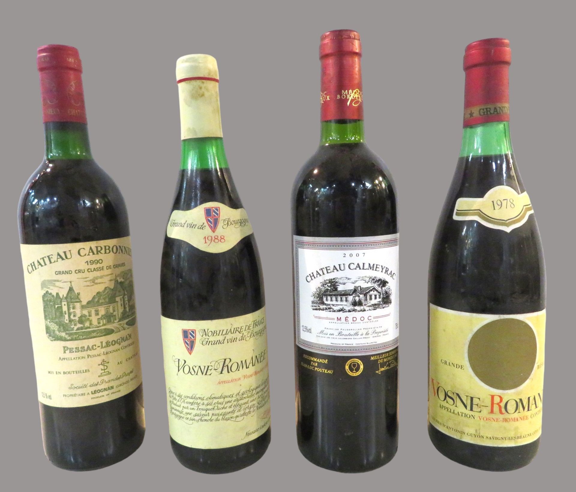 5 Flaschen, Rotwein, Frankreich; 2 Flaschen, Chateau Carbonnieux Pessac-Leognan, 1990/2 Flaschen, V