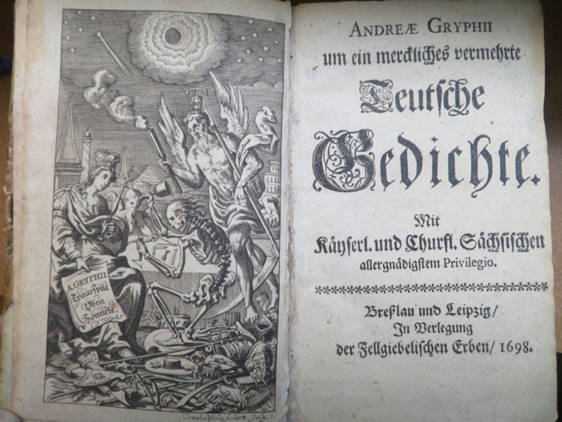 Bd., Gryphius, Andreas/Gryphii, Andreae: Um ein merckliches vermehrte teutsche Gedichte. Breslau un