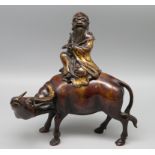 Bedeutendes Räuchergefäß in Gestalt des Laozi auf einem Büffel, China, 17./18. Jahrhundert, goldgef